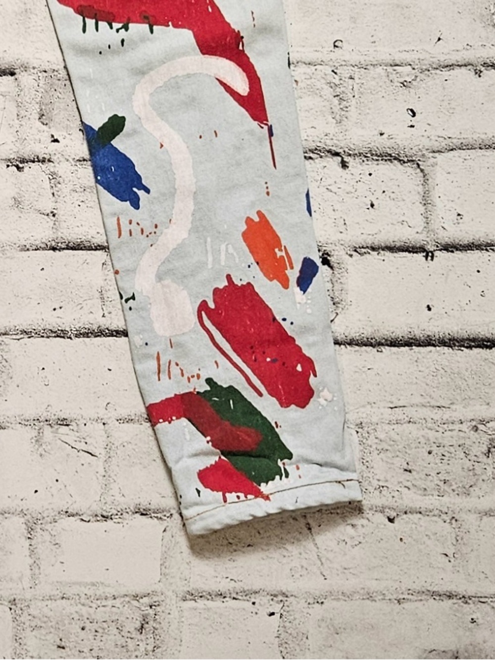 Evolution Paint Splatter Jeans 34x32 Light Wash Artistic Denim Streetwear Pants - Picture 6 of 9